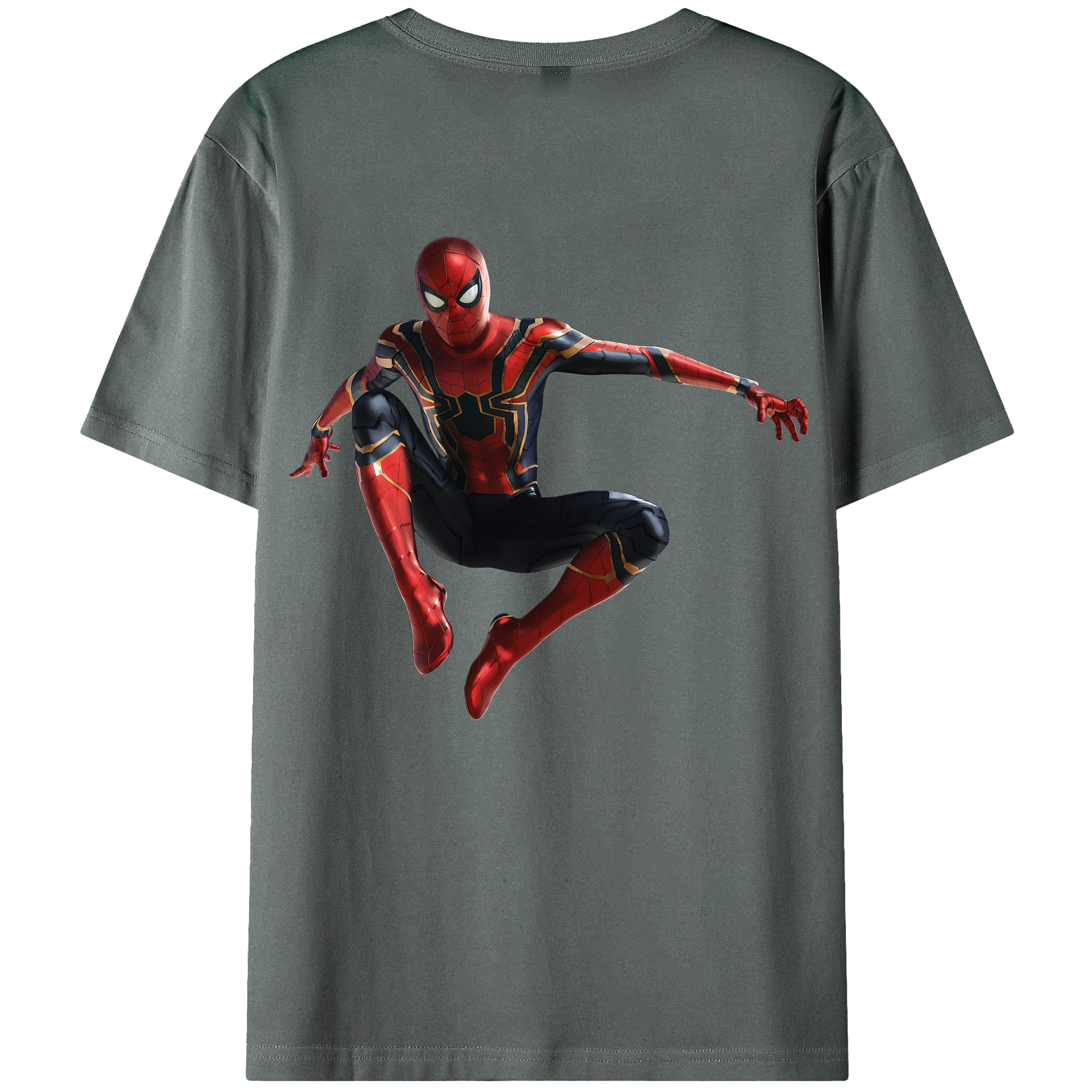 （画像用） Spider Man スパイダーマン 綿100％ メンズ半袖Tシャツ（バックプリント） 通気性